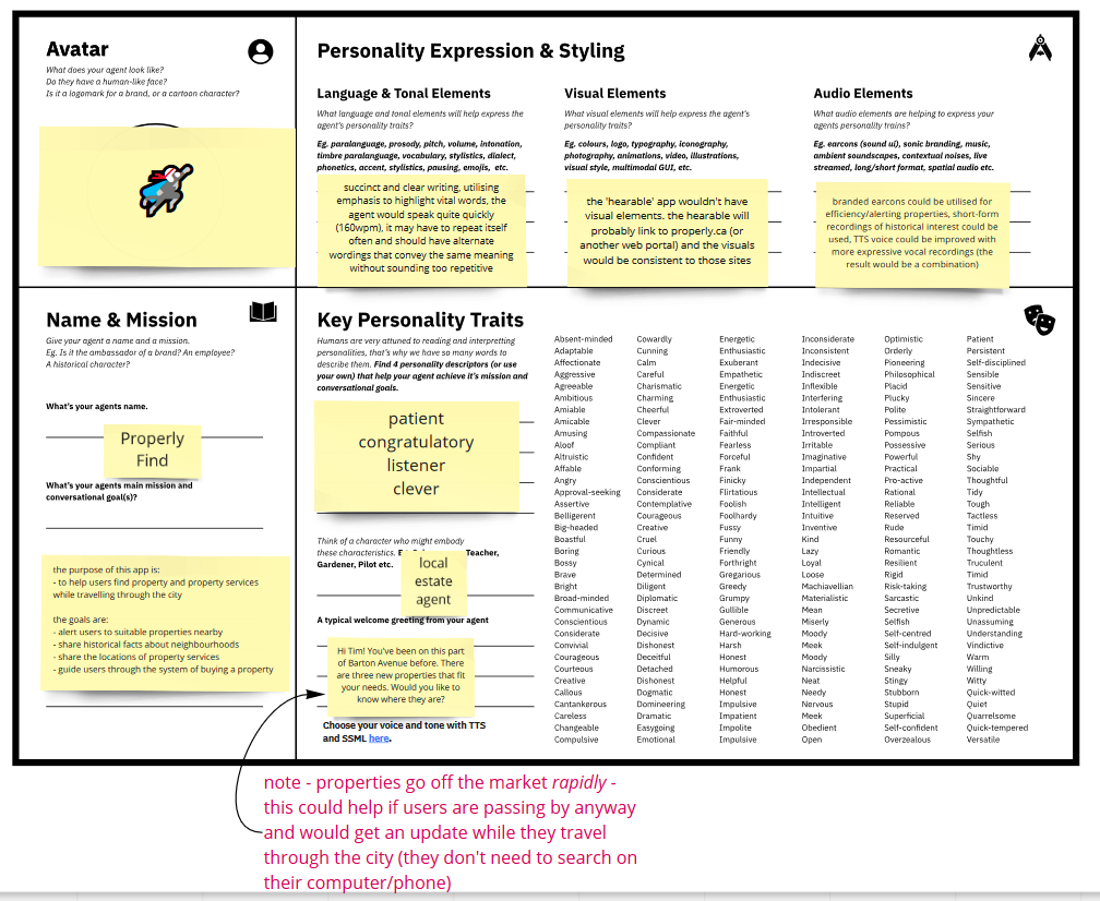 I filled voice tech global's personality design canvas